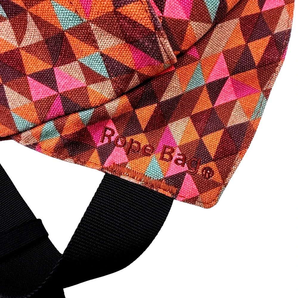 KAVU Rope Bag Jumble Dash Sling Backpack Geometric Print Multicolor EUC